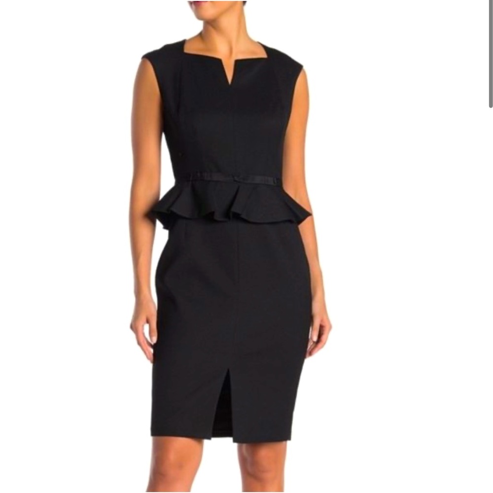 Ted Baker London Black Sleeveless Peplum Sheath Dress